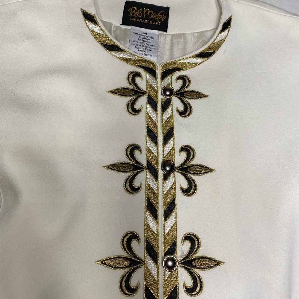 Bob Mackie Wearable Art Embroidered Cream Colored… - image 3